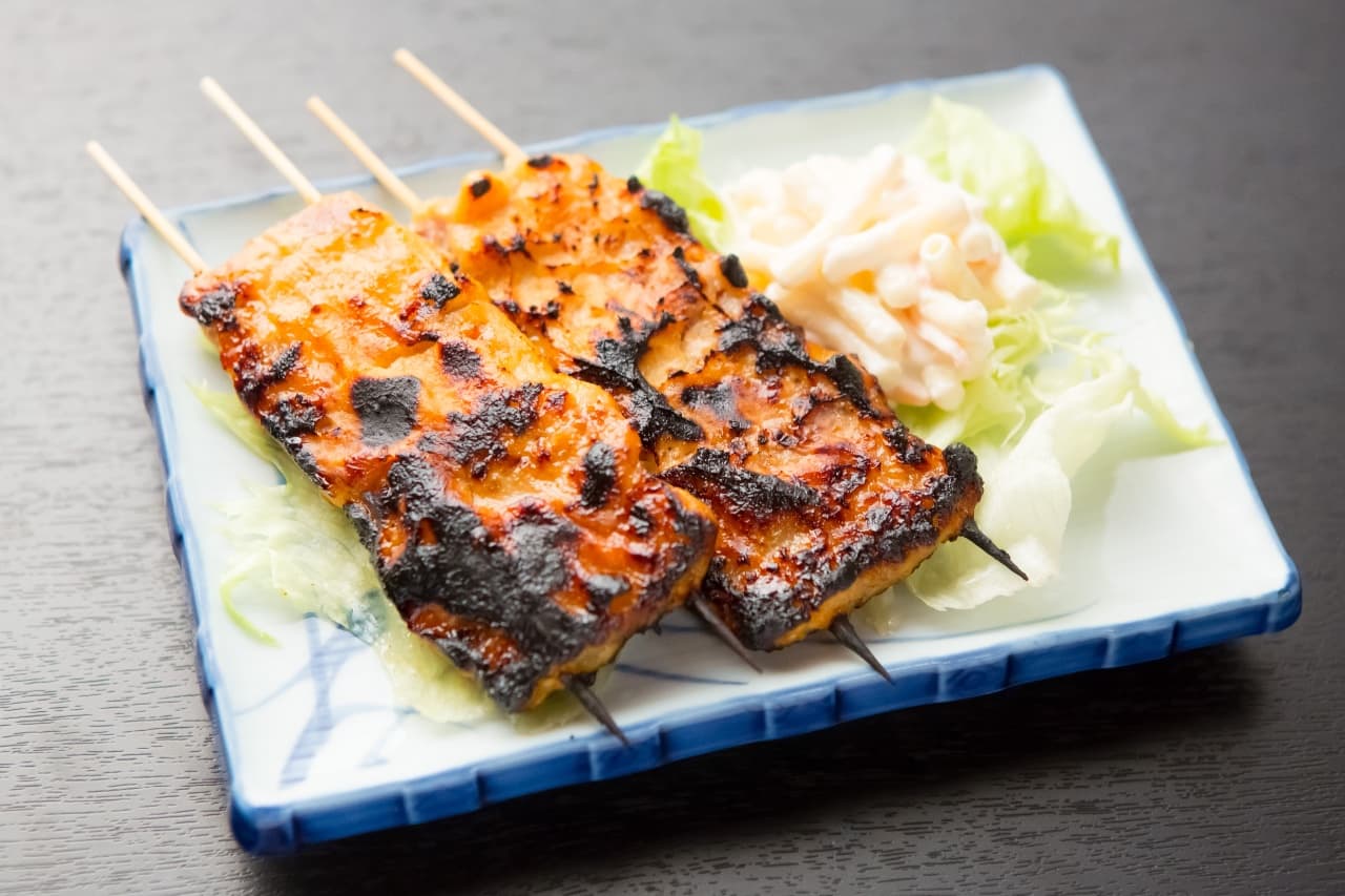 豚バラ粕漬けの串焼き定食